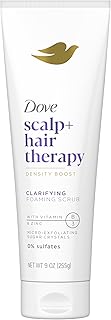 Dove Density Boost Clarifying Foaming Scrub Scalp + Hair Therapy for gentle scalp exfoliation, with Vitamin B3, Zinc and 0% sulfates, 9 oz