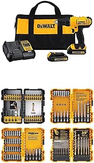 DEWALT 20V MAX* Cordless Drill/Driver Kit with Screwdriver/Drill Bit Set, 100-Piece (DCD771C2 & DWA2FTS100)