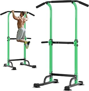 soges Power Tower Pull Up Bar Station, Free Standing Pull Up Rack Dip Station for Home Gym, Height Adjustable Home Strength Training Fitness Workout Equipment