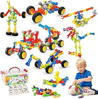 Huaker Stem Building Toys for 3 4 5 6 7 8 Year Old Boys Girls Kids,125 Pieces Building Blocks Educational Learning Toys with Large Storage Box,Ideal Christmas Birthday Gifts