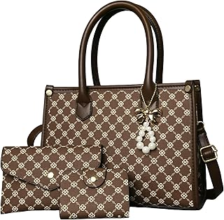 Women's Handbags Fashion, 3PCS Top Handle Bags for Women, Handbags Tote Shoulder Purse Set PU Leather Satchel Bag