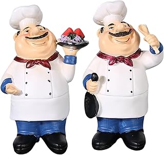 【2 Pack】 Fat Chef Kitchen Decor Figurines, Handcrafted Resin Sculpture for Kitchen, Dining Room, Cafe, Home Decor, Figurines