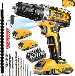 21V Cordless Drill with 2 Batteries and Charger, 25+1+1 Torque Setting Electric Drill with 26 Acessories, Built-in 3/8'' Keyless Chuck, LED Light, Max 398 in/lb Electric Screwdriver