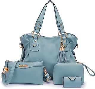 Fashion Handbag for Women Shoulder Bag Top Handle Satchel Hobo Tote Bag Purse Set 4pcs