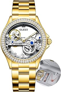 Women Watch Skeleton Set Automatic Mechanical Silver Luxury Dress Waterproof Luminous Lady Watch Gift Set