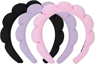 Soft Puffy Headband for Washing Face – Terry Cloth Skincare & Makeup Removal Hair Band for Women & Girls | Non-Slip Bubble Spa Headbands for Facial, Exfoliating, Bath & Beauty Routine