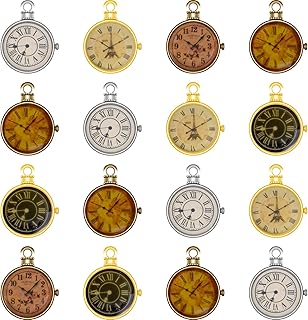 30Pcs 5Styles Vintage Clock Charm Picture Enamel Retro Pocket Watch Faces Charms Pendant for DIY Necklace Bracelet Fashion Steampunk Jewelry Making