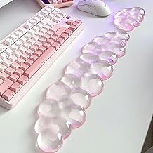 Mouse Pad with Wrist Rest, Soft Cloud Gel Keyboard Mouse Pad Set with Hand Wrist Support, Cute Non Slip Office Desk Accessories for Comfort/Pain Relief/PC Gaming/Computer/Laptop, (Pink Cloud)