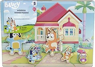 Spin Master Games, Bluey Sound Puzzle, 5-Piece Wood Puzzle for Toddlers & Kids, Featuring Bluey & Family with Sounds, Wooden Toddler Learning Toy, for Ages 3 & Up