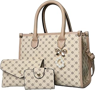 Women's Handbags Fashion, 3PCS Top Handle Bags for Women, Handbags Tote Shoulder Purse Set PU Leather Satchel Bag