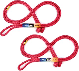 Just Jump It 8' Foot Jump Rope 2 Pack - Active Outdoor Youth Fitness Exercising Equipment - Kid Friendly Braided Nylon Gym Accessories