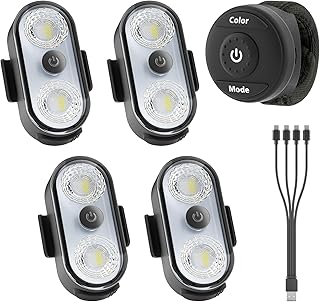 Wireless LED Lights for Car 4PCS- Button and Remote Control Interior Ambient Strobe Light, USB-C 120H 8 Colors IP65 Waterproof Rechargeable Underglow Light for Cars, Trucks, eBike, Motorcycle