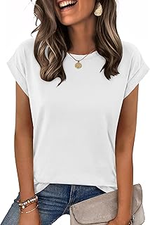 Womens Tops Summer Casual Cap Sleeve Tshirts Shirts Business Dressy Spring Fashion Outfits Trendy Clothes