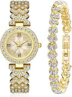 Women Luxury Watches Steel Band with Diamonds Bracelets Watches Set Quartz Wristwatch Wholesale