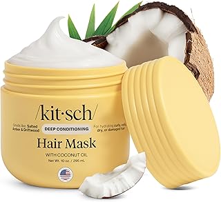 Kitsch Deep Conditioning Hair Mask – Moisturizing Hair Mask for Damaged Hair with Coconut Oil – Hydrating, Strengthening & Frizz-Reducing Hair Care Treatment for Curly, Coily & All Hair Types - 10 oz