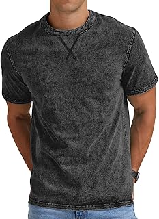 Mens Distressed Cotton Shirts Vintage Hipster Hip Hop Longline Crew Neck T-Shirt