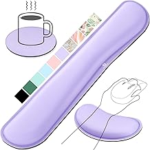 Gimars Upgrade Enlarge Gel Memory Foam Set Keyboard Wrist Rest Pad, Mouse Wrist Cushion Support for Office, Computer, Laptop, Mac, Comfortable, Lightweight for Easy Typing Pain Relief, Purple