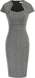 Women's Gorgeous Pencil Dress Cap Sleeve Tweed Pencil Dress for Work
