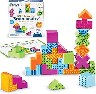 Learning Resources STEM Explorers Brainometry - 3d Puzzle, Brain Games, Brainteaser, Building Logic Toys, Gifts For Boys and Girls, Fine Motor Skills , Pattern Blocks, Math Manipulatives