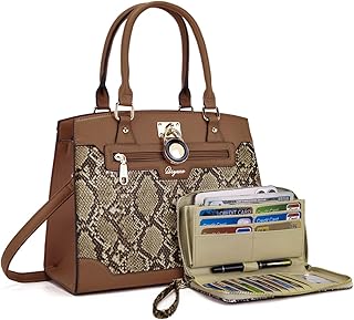 Women's Fashion Handbag Purse Set With RFID Wallet, Medium Satchel Tote Top Handle Shoulder Crossbody Bag