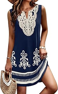 Summer Dresses for Women 2026 Casual V Neck Sleeveless Boho Dress with Pockets Spring Fashion Clothing Travel Outfits