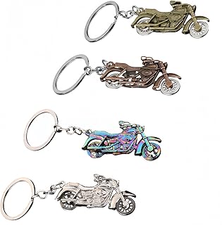 4 Pcs Metal Motorcycle Key Chain,Motorcycle Lovers 3D Motorcycle Keychain,Fashion Car Keychain Accessories for Men and Women (4 Colors)