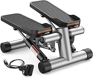 SPORTSROYALS Stair Stepper,Twist/Mini Stepper for Exercise at Home,Step Machine with Resistance Bands for Full Body Workout, 350lbs+ Capacity