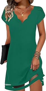 Womens Summer Dresses Mesh Hem Petal Short Sleeve Dress Floral Print Daily Sundresses with Pockets