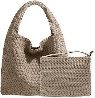 Woven Purse for Women, Neoprene Top-handle Shoulder Bag, Hobo Tote, Travel Handbag, Wrist Bag For Work Shopping