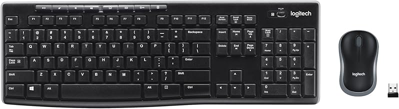 Logitech MK270 Wireless Keyboard and Mouse Combo for Windows, 2.4 GHz Wireless, Compact Mouse, 8 Multimedia and Shortcut Keys, 2-Year Battery Life, for PC, Laptop - Black