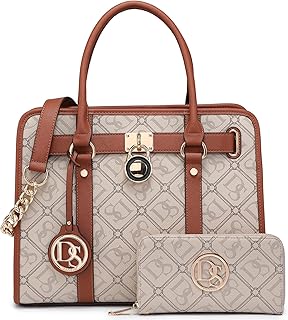 Women's Satchel Handbag Purse, Large Structured Work Tote with Top Handle & Shoulder Strap, Matching Wallet Included